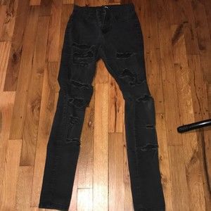 fashion Nova black distressed jeans